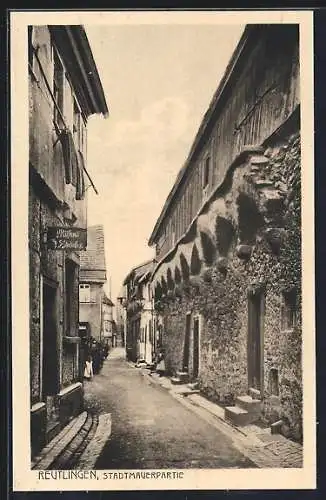 AK Reutlingen, Partie an der Stadtmauer