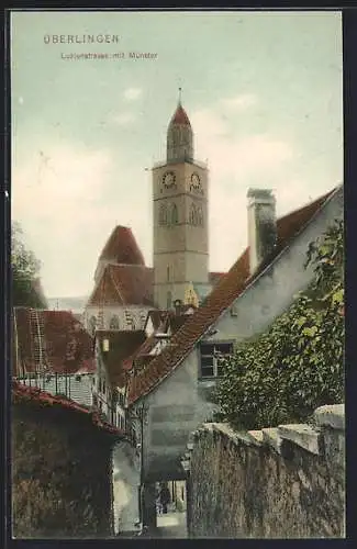 AK Überlingen / Bodensee, Luzienstrasse mit Münster