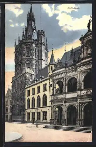 AK Köln, Rathaus mit Strasse