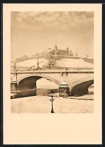 AK Würzburg, Festung Marienberg im Winter