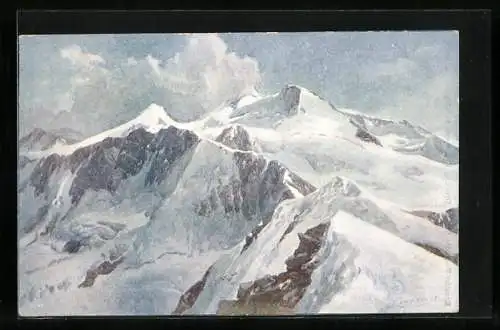 Künstler-AK Edward Theodore Compton: Wilder Freiger im Stubaital, Ansicht der Berge