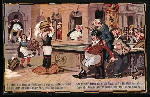 AK Stuttgart, Szene am Brunnen aus 1837