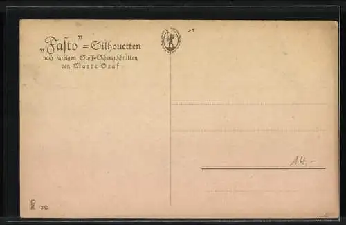 Künstler-AK Marte Graf: Vielliebchen, Scherenschnitt