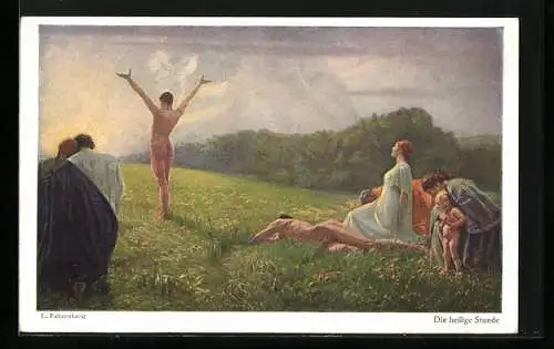 Künstler-AK Ludwig Fahrenkrog: Männer ziehen sich zur heiligen Stunde nackt aus