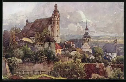 Künstler-AK Fritz Lach: Krems a. D., Nibelungenweg
