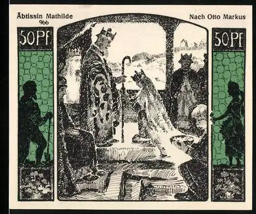 Notgeld Quedlinburg 1922, 50 Pfennig, Jubiläumsgutschein zur Tausendjahrfeier der Stadt Quedlinburg