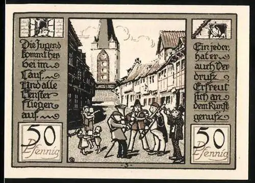 Notgeld Quedlinburg 1922, 50 Pfennig, Jubiläums-Gutschein zur 1000-Jahr-Feier der Stadt Quedlinburg