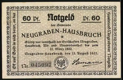 Notgeld Neugraben-Hausbruch 1921, 60 Pfennig, Rodelsport am Opferberg in der Neugrabener Schweiz