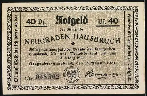 Notgeld Neugraben-Hausbruch 1921, 40 Pfennig, Wander-Vogel-Paradies in der Neugrabener Heide