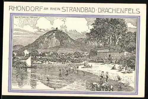 Notgeld Bad Honnef, 1921, 50 Pfennige, Rhöndorf am Rhein Strandbad Drachenfels, Serie 97060