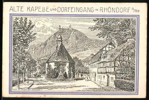 Notgeld Bad Honnef, 1921, 99 Pfennige, Alte Kapelle und Dorfeingang in Rhöndorf