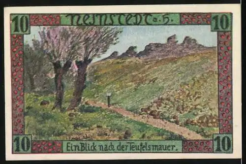 Notgeld Neinstedt, 1921, 10 Pfennig, Ein Blick nach der Teufelsmauer