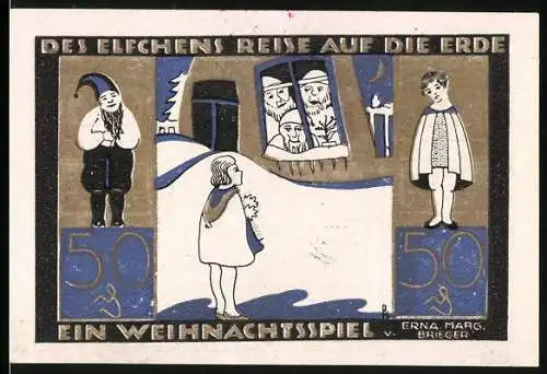 Notgeld Langeln 1921, 50 Pfennig, Des Elfchens Reise auf die Erde Ein Weihnachtsspiel