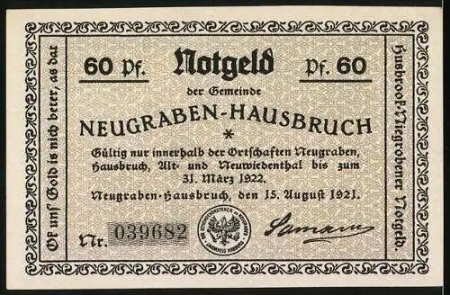 Notgeld Neugraben-Hausbruch, 1921, 60 Pfennig, Rodelsport am Opferberg in der Neugrabener Schweiz