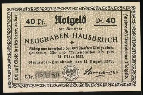 Notgeld Neugraben-Hausbruch 1921, 40 Pfennig, Wander-Vogel-Paradies in der Neugrabener Heide