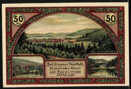 Notgeld Ilmenau, 1921, 50 Pfennig, Wintersportplatz und Bad Ilmenau Thür. Wald, Kurhaus Gabelbach