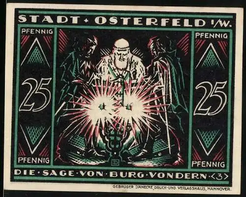 Notgeld Osterfeld, 1921, 25 Pfennig, Die Sage von Burg Vondern, Gebrüder Jänecke, Druck- und Verlagshaus, Hannover