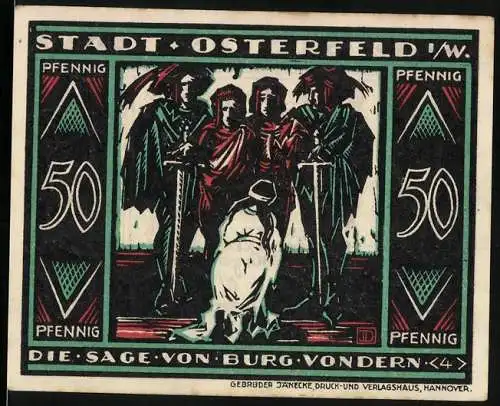 Notgeld Osterfeld 1921, 50 Pfennig, Die Sage von Burg Vondern, Gültig bis Monat nach öffentlichem Aufruf