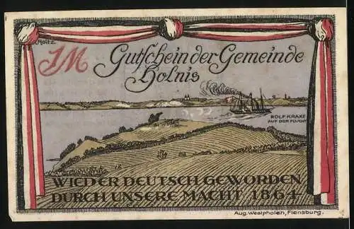 Notgeld Holnis 1920, Gutschein der Gemeinde, Deutsch geblieben durch unseren Willen 1920