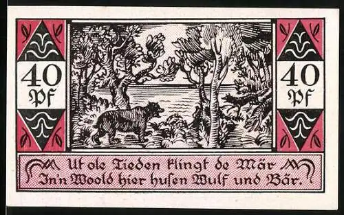 Notgeld Westerhorn 1921, 40 Pfennig, Wolf und Bär im Wald, Gültigkeit bis 31. Dezember 1921