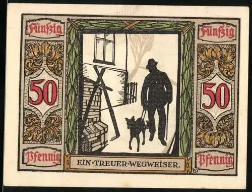 Notgeld Oldenburg 1921, 50 Pfennig, Deutscher Führhund für Kriegsblinde