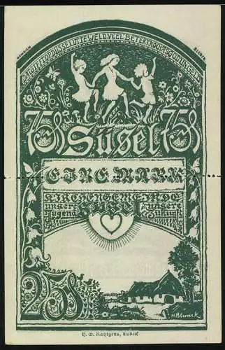 Notgeld Süsel, 1920, 1 Mark, Tänzerische und ländliche Szenen, grün