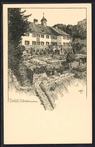 Künstler-AK Pittenhart /O. B., Schloss Oberbrunn