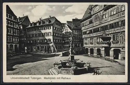 AK Tübingen, Marktplatz mit Rathaus