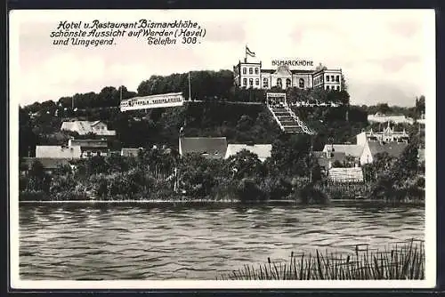 AK Werder / Havel, Blick auf Hotel-Restaurant Bismarckhöhe