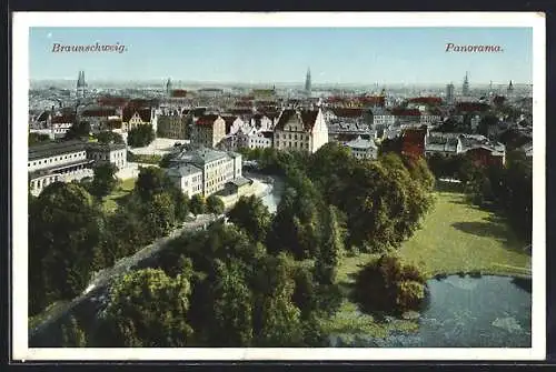 AK Braunschweig, Stadtpanorama aus der Vogelschau