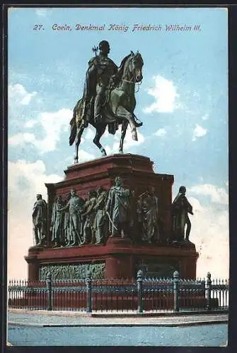 AK Coeln, Heumarkt, Denkmal König Friedrich Wilhelm III.