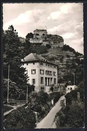 AK St. Goar /Rh., Jugendherberge mit Burg Rheinfels