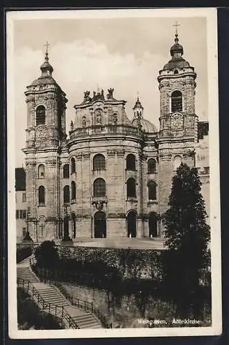 AK Weingarten / Württ., Abteikirche mit Treppenaufgang