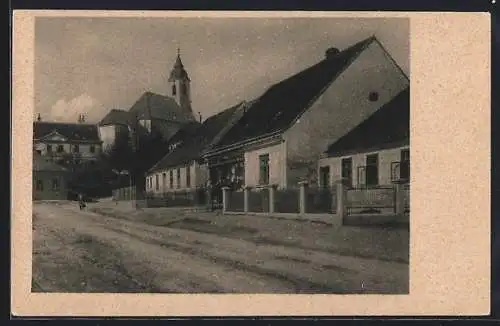 AK Gross-Schweinbarth /N.-D., Kirchengasse mit Kirche