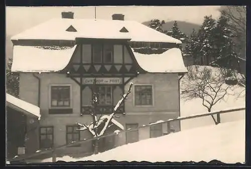 AK Breitenstein a. Semmering, Gasthof zur Post im Winter