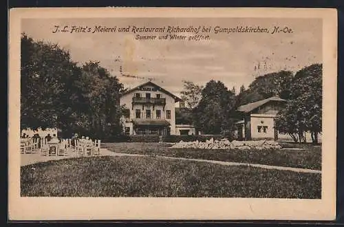 AK Gumpoldskirchen /N.-Oe., J. L. Fritz`s Meierei und Restaurant Richardhof