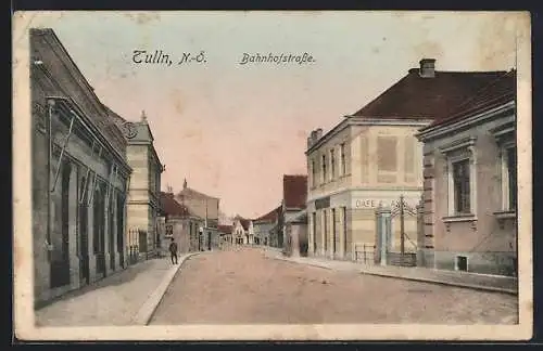 AK Tulln /N.-Ö., Bahnhofstrasse bei Abendstimmung
