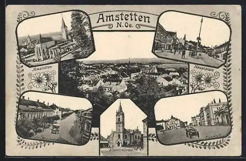 AK Amstetten, Klosterkirche, Wienerstrasse, Hauptplatz
