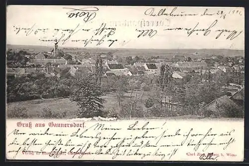 AK Gaweinstal, Gaunersdorf, Panoramablick auf die Ortschaft