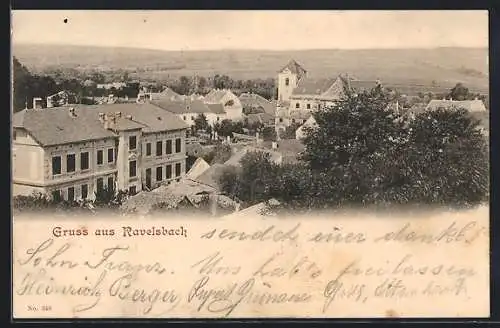 AK Ravelsbach, Teilansicht mit Kirche
