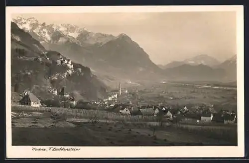 AK Vaduz, Teilansicht mit Bergen