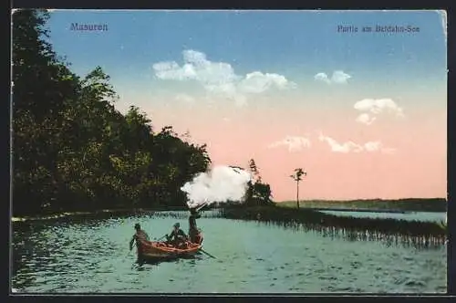 AK Masuren, Beldahn-See mit Boot