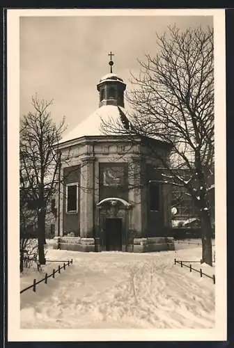 AK Wien, St. Brigitta Kapelle im Schnee