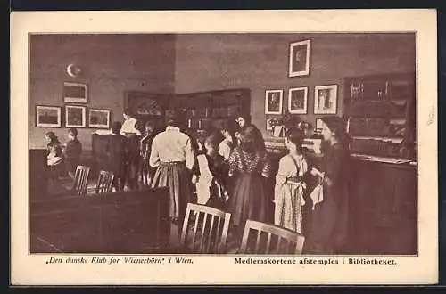 AK Wien, Danske Klub for Wienerbörn, Augarten Josefstöckl, Medlemskortene afstemples i Bibliotheket