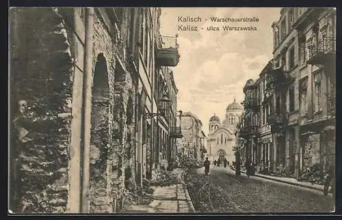 AK Kalisch-Kalisz, Warschauerstrasse, Ulica Warszawska