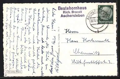 AK Aschersleben, Bestehornhaus, Bes. Rich. Brandt, Postamt