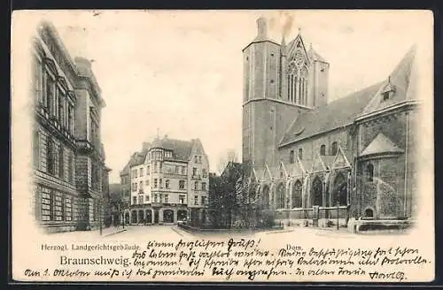 AK Braunschweig, Herzogl. Landgerichtsgebäude und Dom