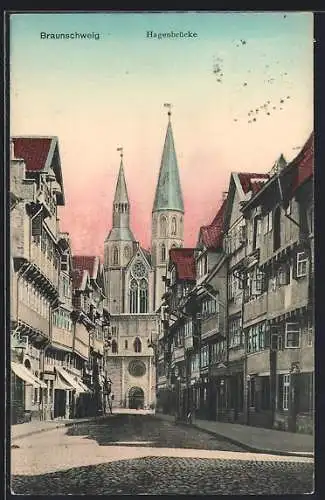 AK Braunschweig, Strassenpartie an der Hagenbrücke