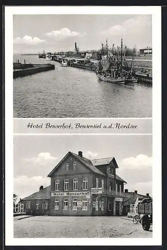 AK Bensersiel a.d.Nordsee, Hotel Benserdorf, Hafen