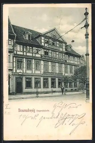 AK Braunschweig, Gasthaus Hagenschenke mit Strassenpartie